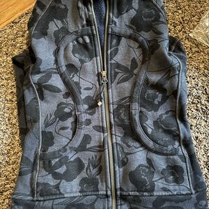 Lululemon Athletica Black Floral Zip-Up Hoodie